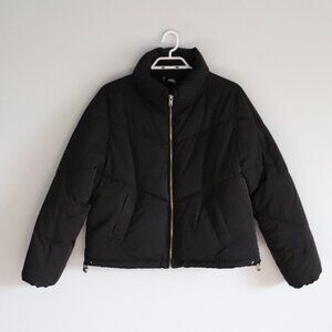 H&M Oversized XS Padded Full Zip Black Lined Stand Up Collar Puffer Jacket Coat